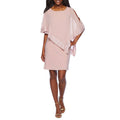 Foil Trim Asymmetrical Popover Cape Dress S4821