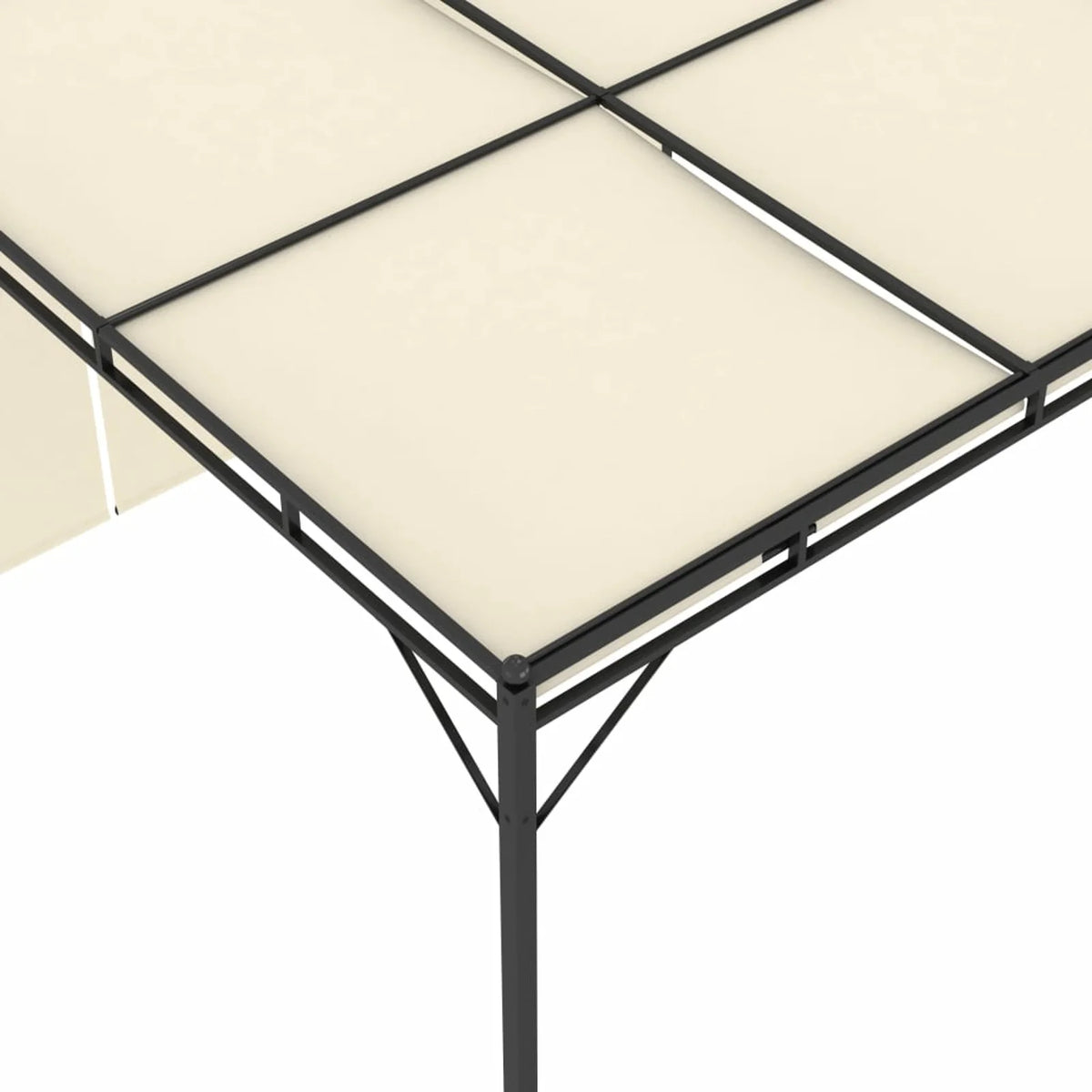 Cream Steel Frame Garden Gazebo with Side Curtain Canopy Tent I605802