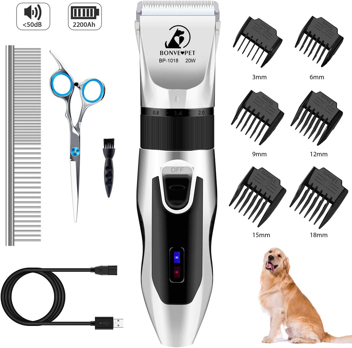 Quiet Cordless Rechargeable Dog Clippers N183650