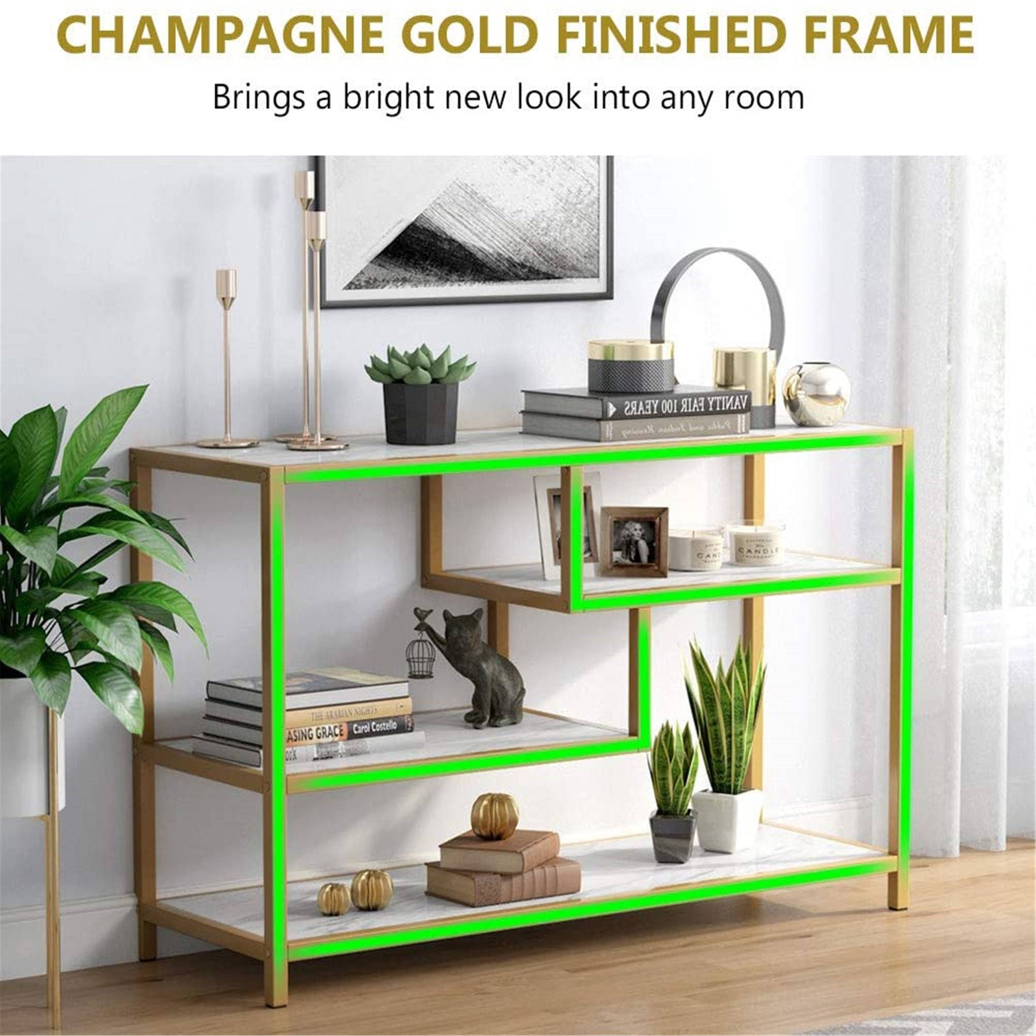 Gold-White 3-Tier Console Table J464234