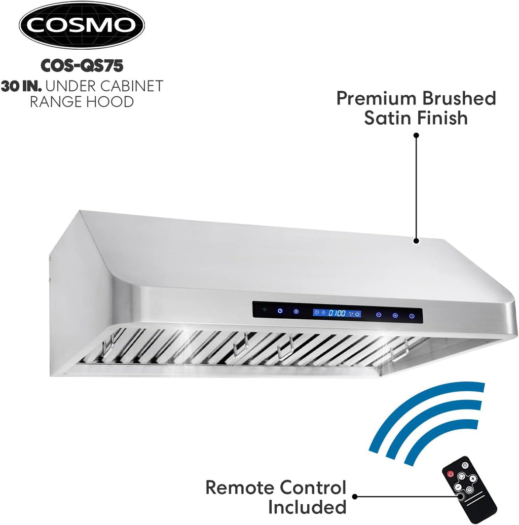 30 in. Under Cabinet Range Hood with 500 CFM, Permanent Filters, LED Lights, Stainless Steel Z56916