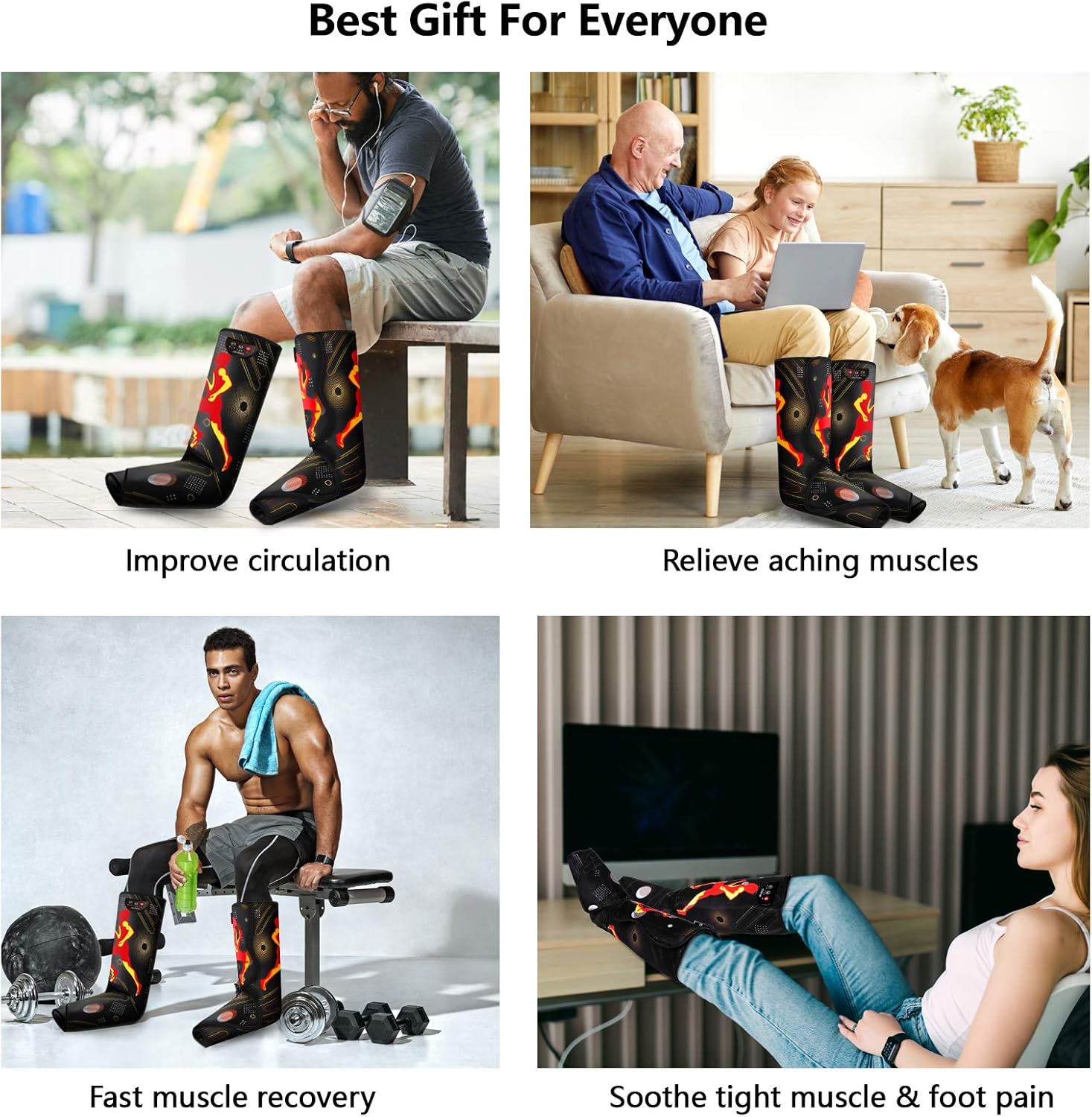 Rechargeable Air Compression Leg Massager for Foot and Calf K9314