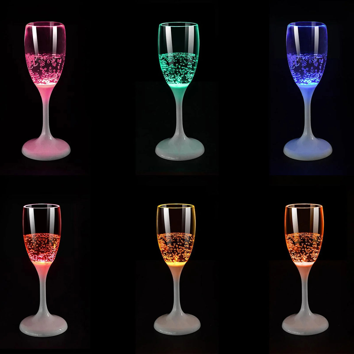 6x LED Light up Cocktail Glasses 150ml Drinkware W372536
