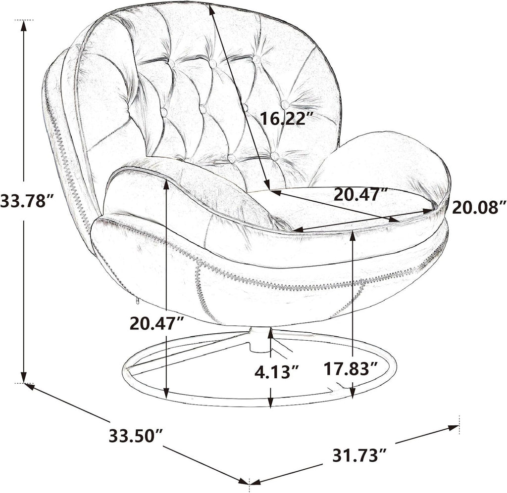 Light Green Velvet Swivel Accent Chair with Ottoman J996746