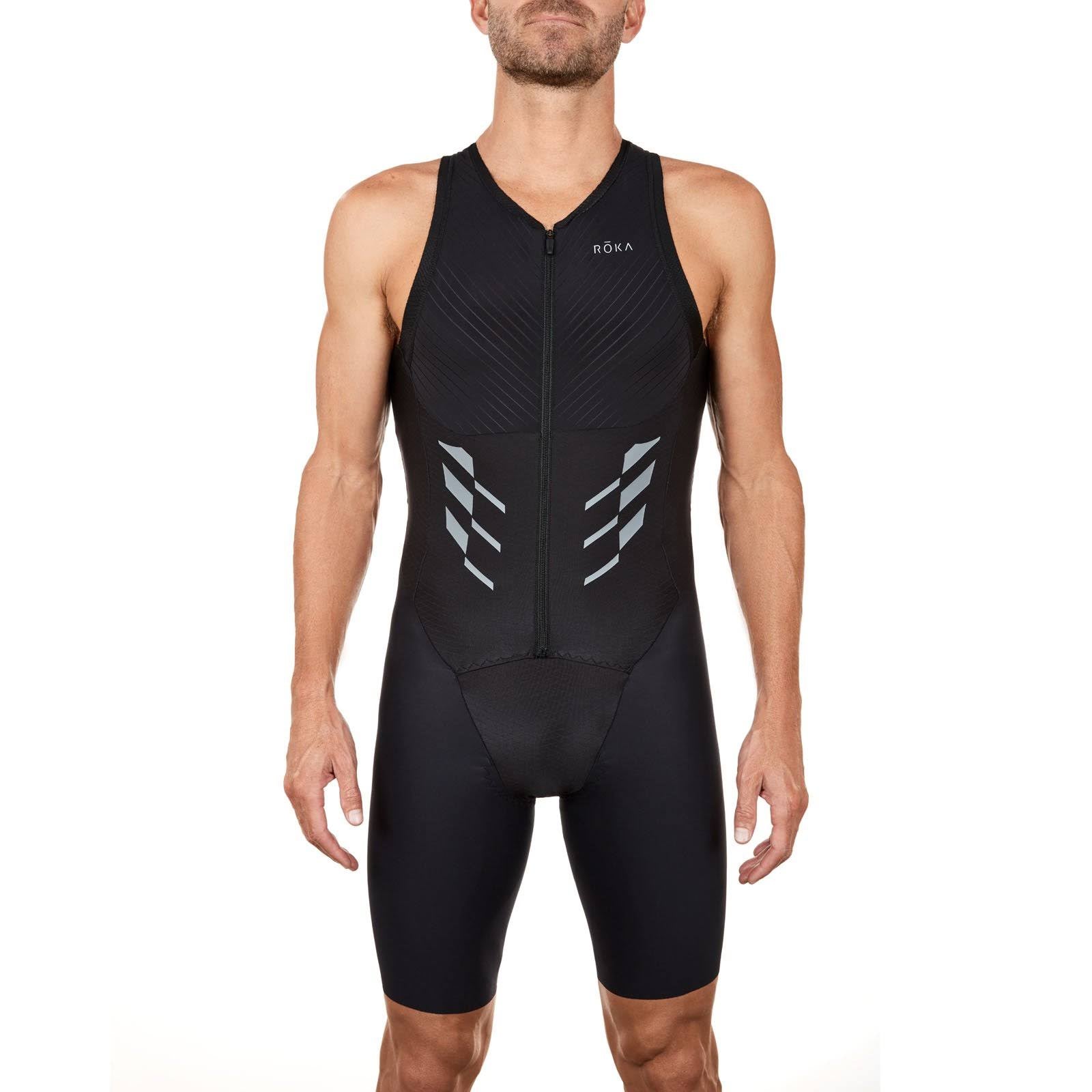 Black Sleeveless Tri Suit X3934