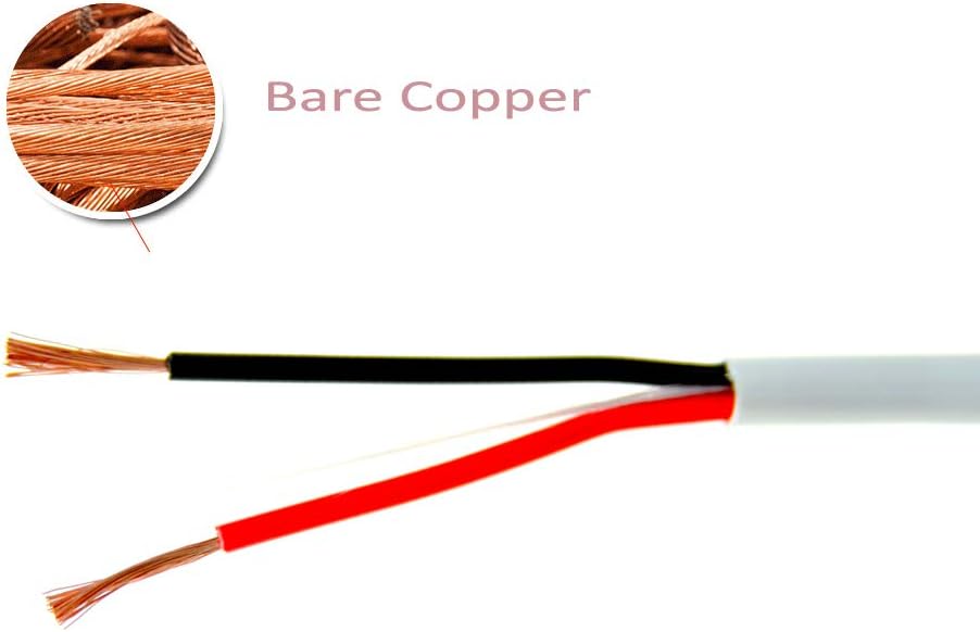 16/2 CMR Rated Solid Bare Copper 2 Conductors Audio Speaker Cable Wire White G8399