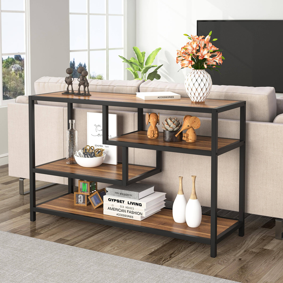 Gold-White 3-Tier Console Table J464234