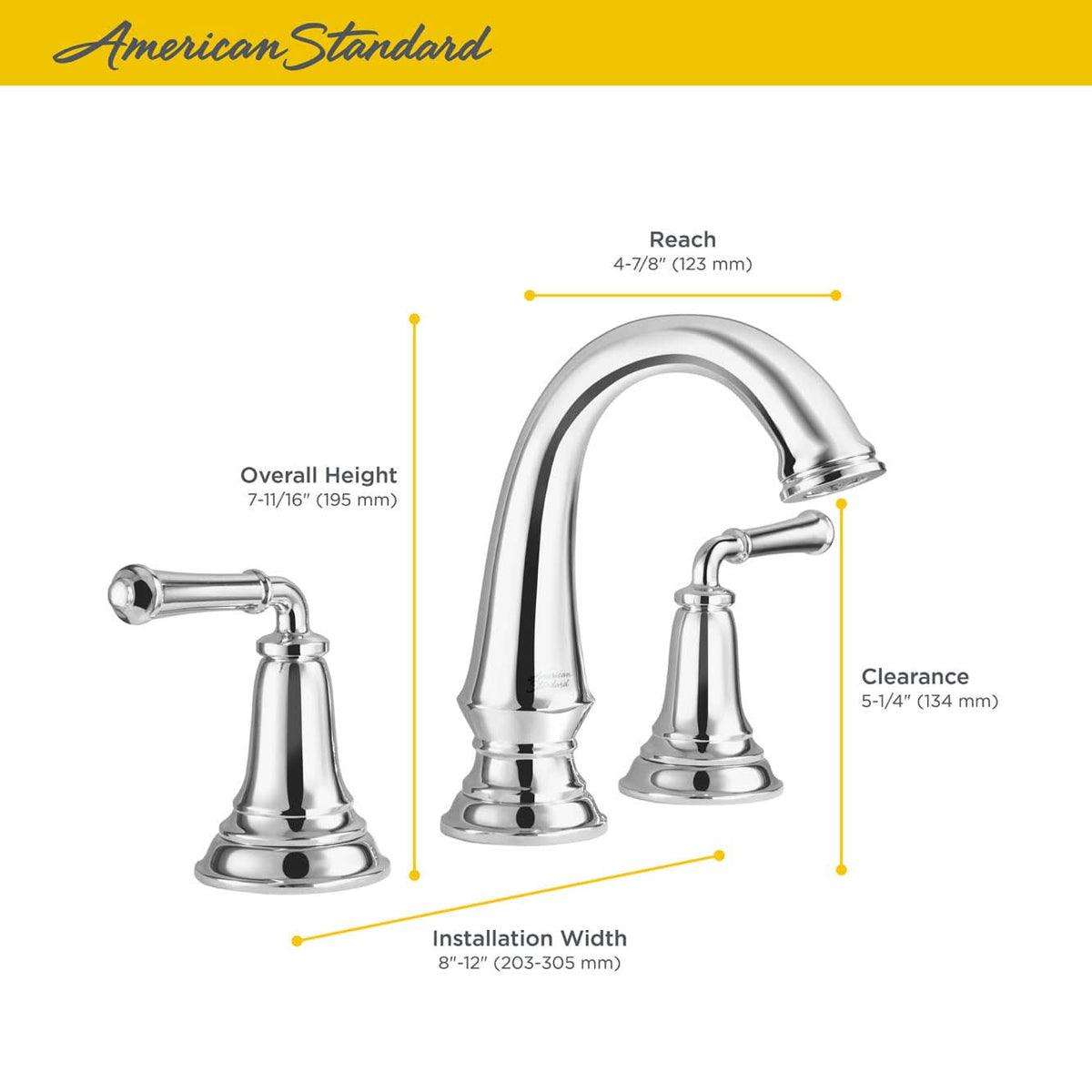 Polished Chrome Widespread Bathroom Faucet with Pop-Up Drain S432
