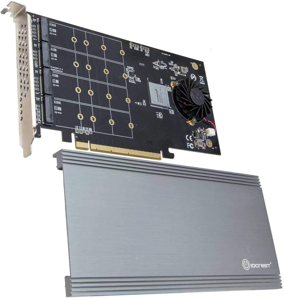 Quad M.2 NVMe Ports to PCIe 3.0 x16 Interface x8 Bandwidth Bifurcation Riser Controller H1711