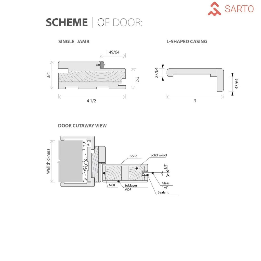 Solid French Double Doors 36 x 84 inches Nordic White with Frosted Glass Wood Solid Panel Frame Trims N640