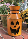 Orange Crackle Halloween Jack-O-Lantern Luminary Milk Can 15.5 inch Set of 3 O331912