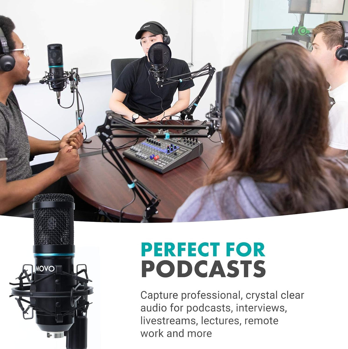 2-Pack Cardioid Condenser Microphone Kit with Scissor Arm Mic Stand, Shock Mount and Gooseneck Pop Filter I197