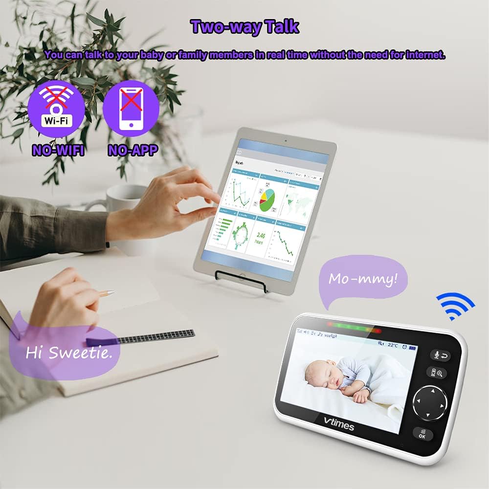 5" LCD Video Baby Monitor with Camera and Audio, Night Vision, Pack of 2 U6746