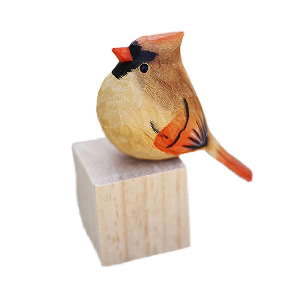 Red Wood Bird Figurine U5498