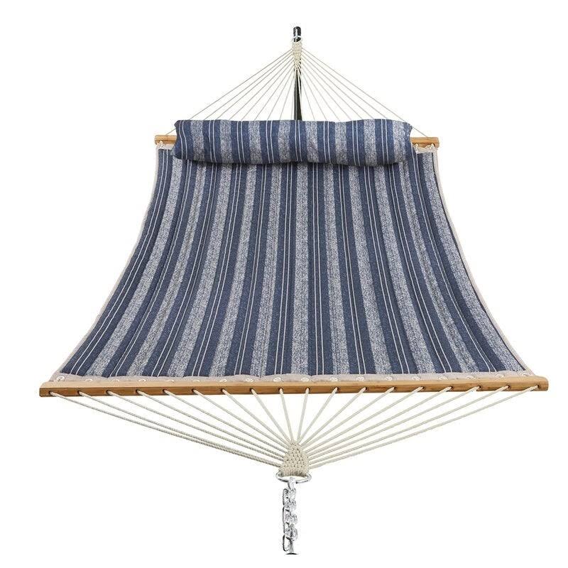 Blue Stripe Padded Hammock with Spreader Bar Z9456