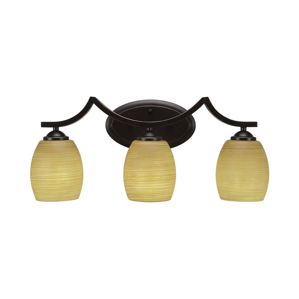 Three Light Bath Bar Dark Granite Finish with Linen Glass U69953