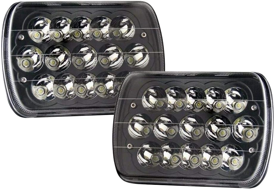 Black Pair 7x6 5x7 LED Headlights Sealed Beam Replacement Pack of 2 B51210