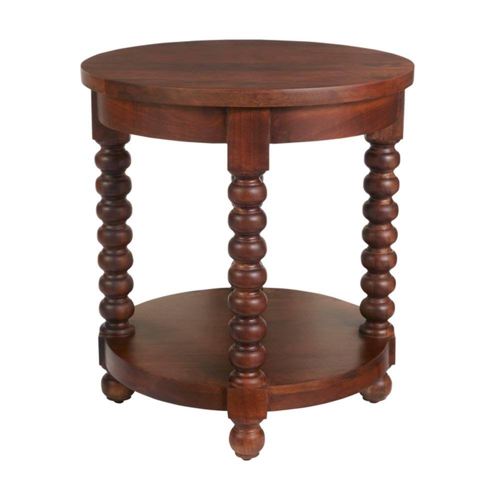 Round Walnut Finish Wood End Table L315032
