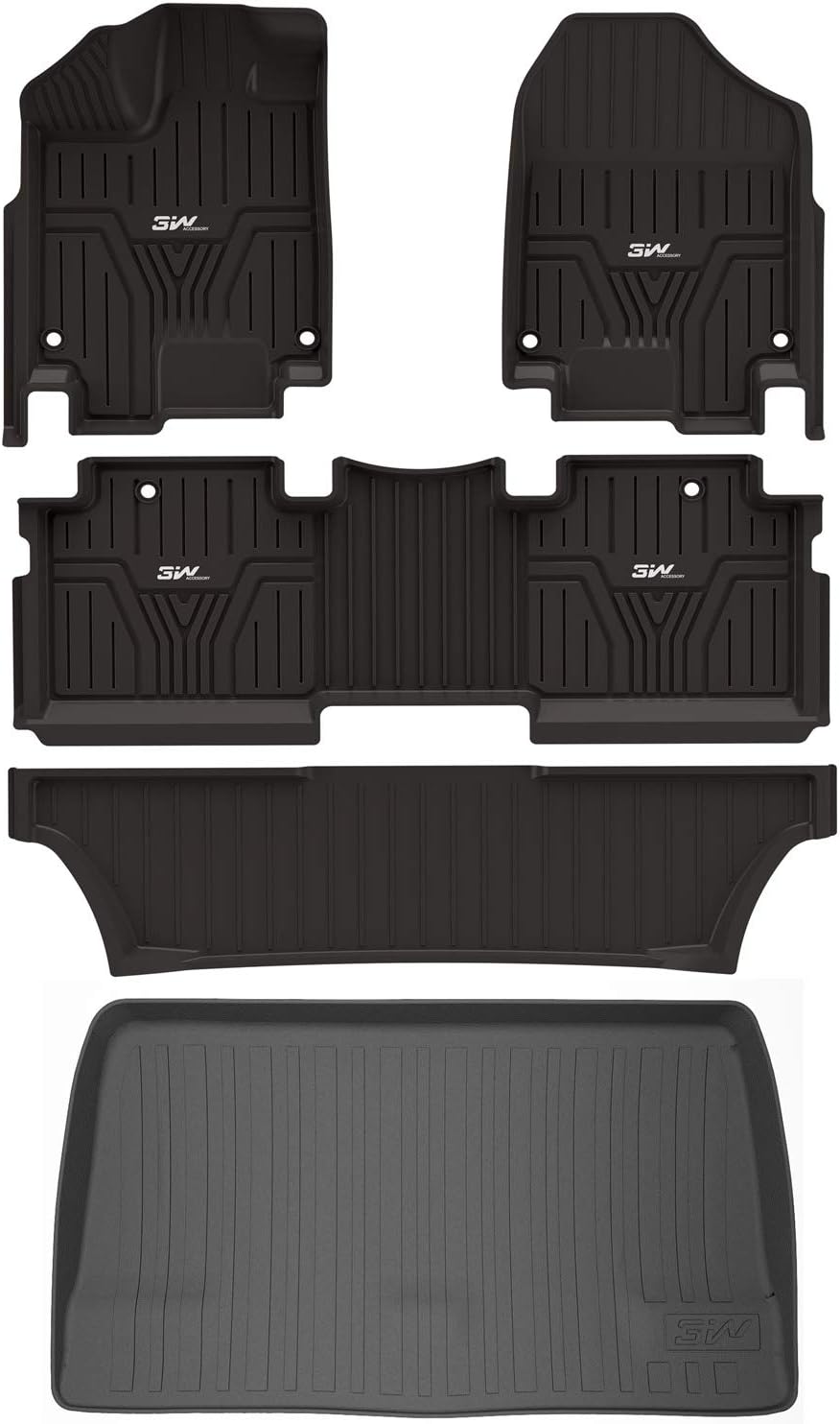 Black TPE All Weather Custom Fit Floor Liner and Cargo Mats Q3595