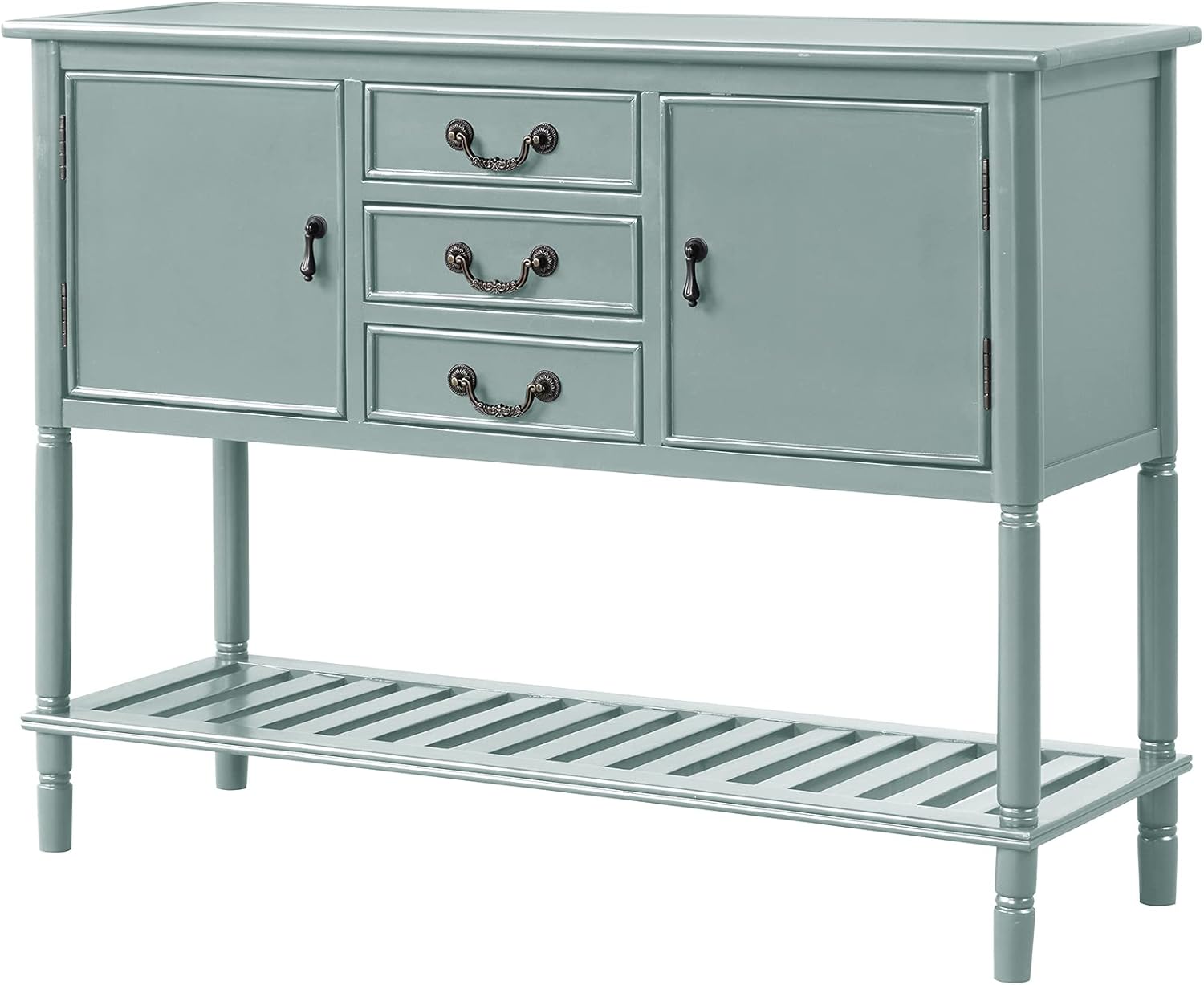 Navy Blue Solid Wood Console Table with 3 Drawers, 2 Cabinet, 1 Shelf B566648