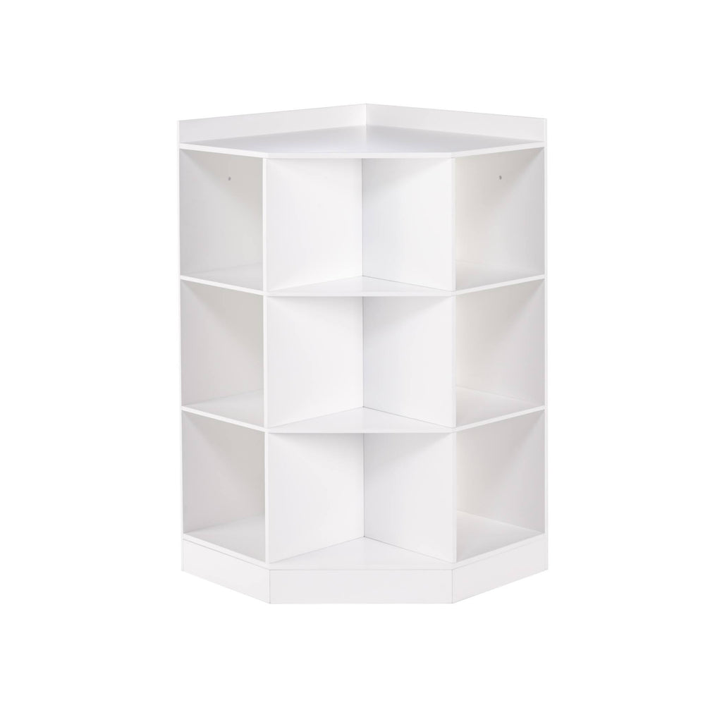 White 6-Cubby 3-Shelf Corner Cabinet Z8602