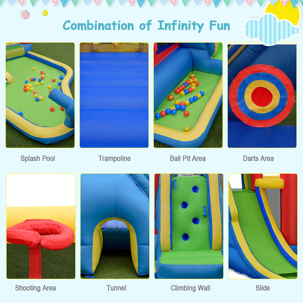 Inflatable Kid Bounce House Slide Splash Pool Jumping Castle W38713