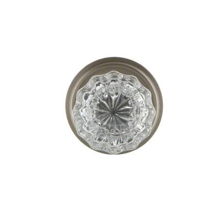 Clear Crystal Single Dummy Door Knob with Satin Nickel Rosette Z527473