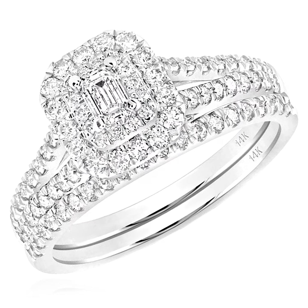 Emerald-Cut Double Halo Engagement Ring A448
