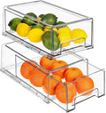 Clear Stackable Fridge Drawer Bins, 2 Pack Medium H9400