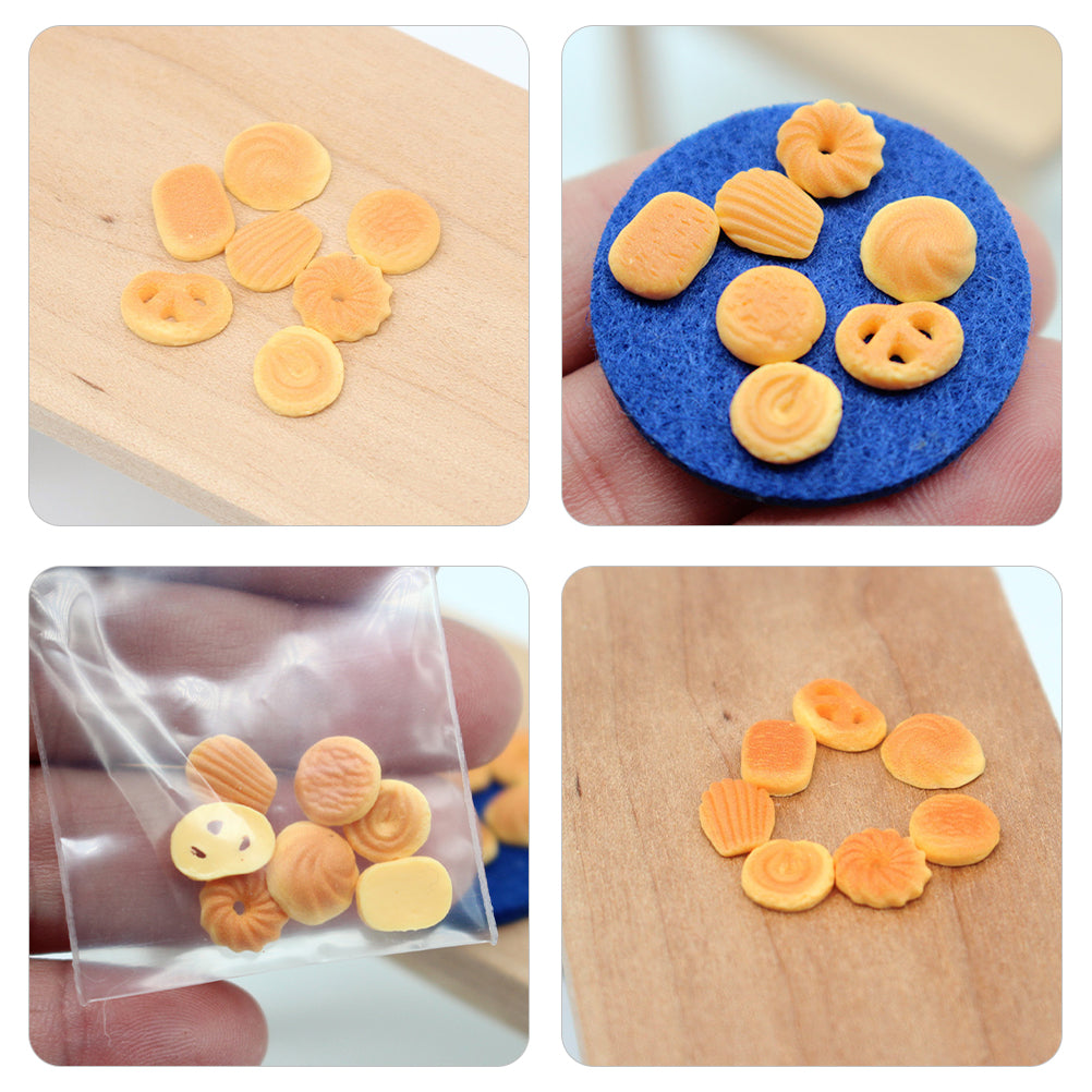 14Pcs Simulation Cookies Miniature Doll House Decors E21957