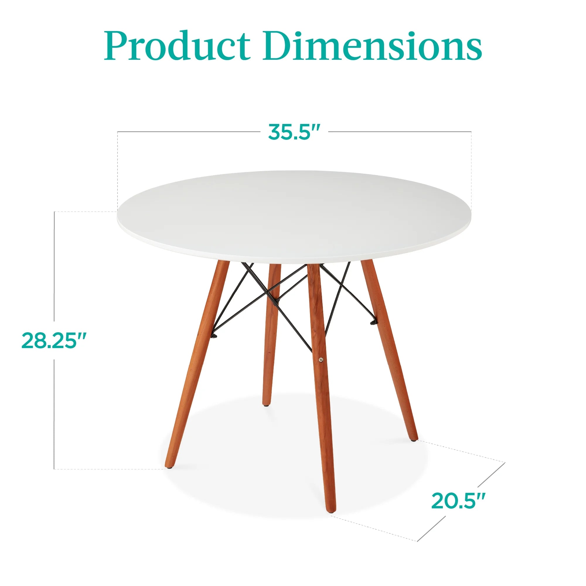 White Round Mid-Century Modern Dining Table with Metal Frame O79730
