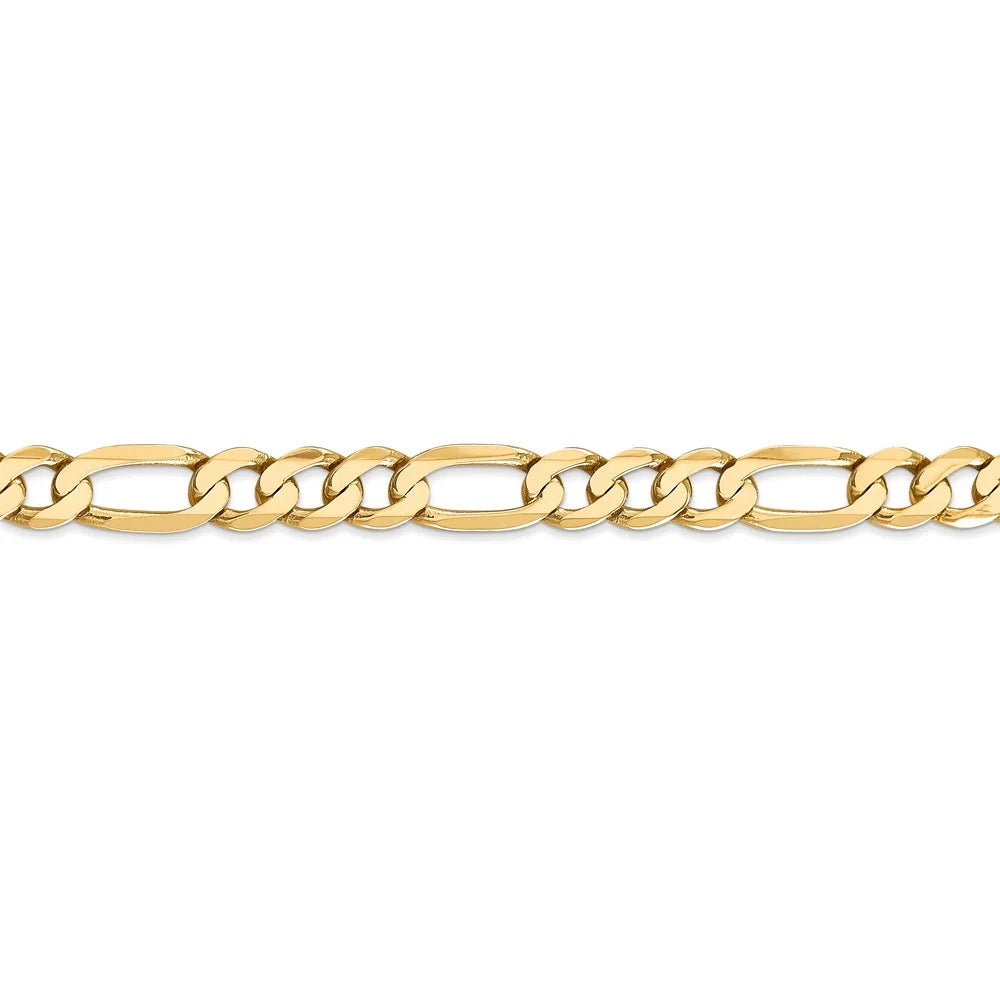 14kt Yellow Gold 7mm Flat Figaro Chain 22 inch Lobster Clasp D98157