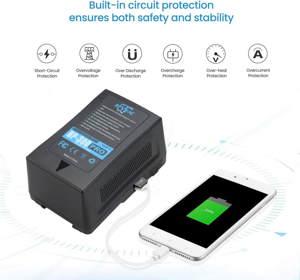 300Wh V Mount Battery with 5A Output D-Tap Charger and D-Tap Cable K9876