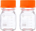 Round Media Storage Bottle, Borosilicate Glass, with GL45 Screw Cap - Pack of 2 (100 mL) U560