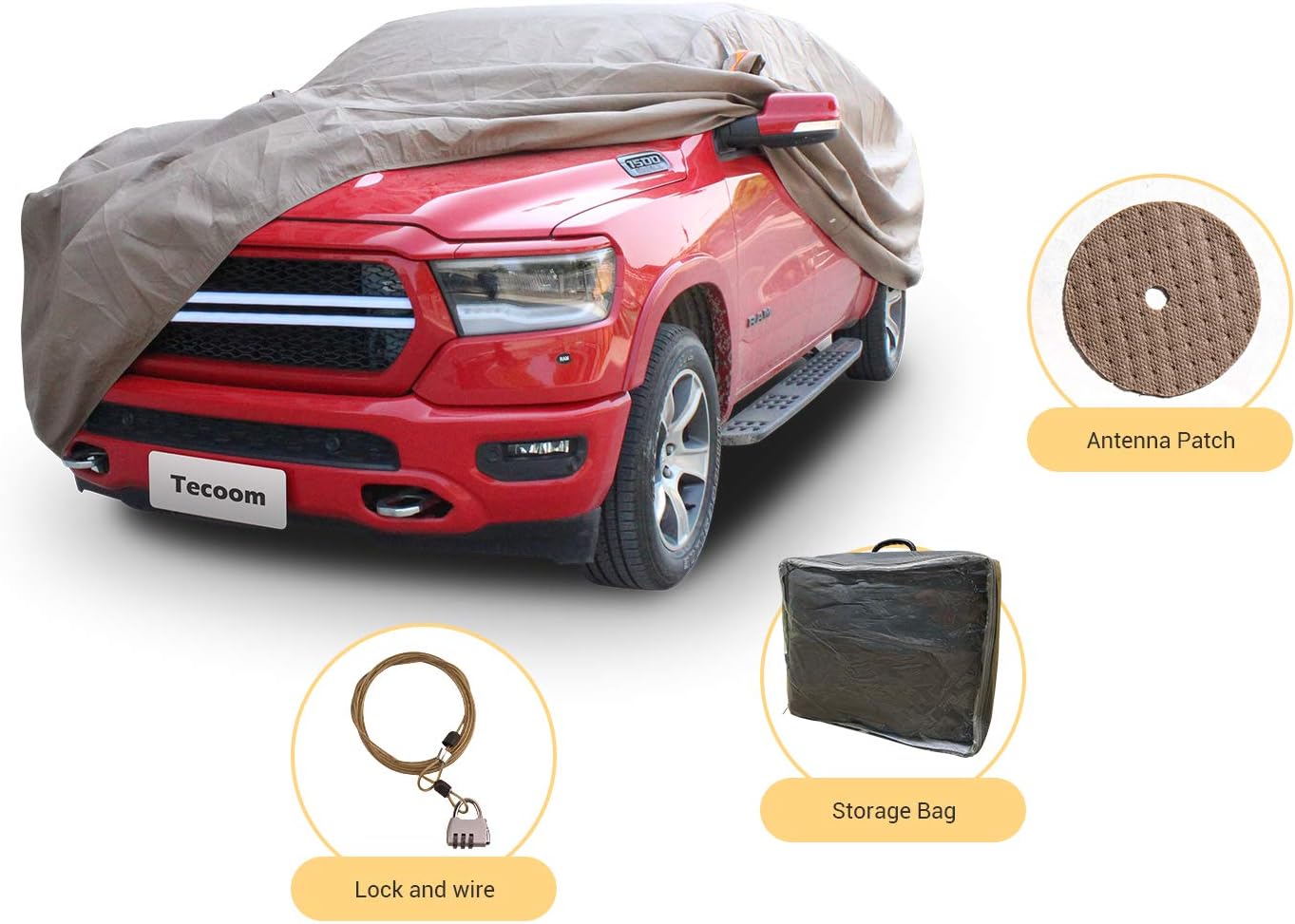 Full Size Truck Car Cover Waterproof Windproof with Straps Buckles Antenna Patch Pack of 2 K598903