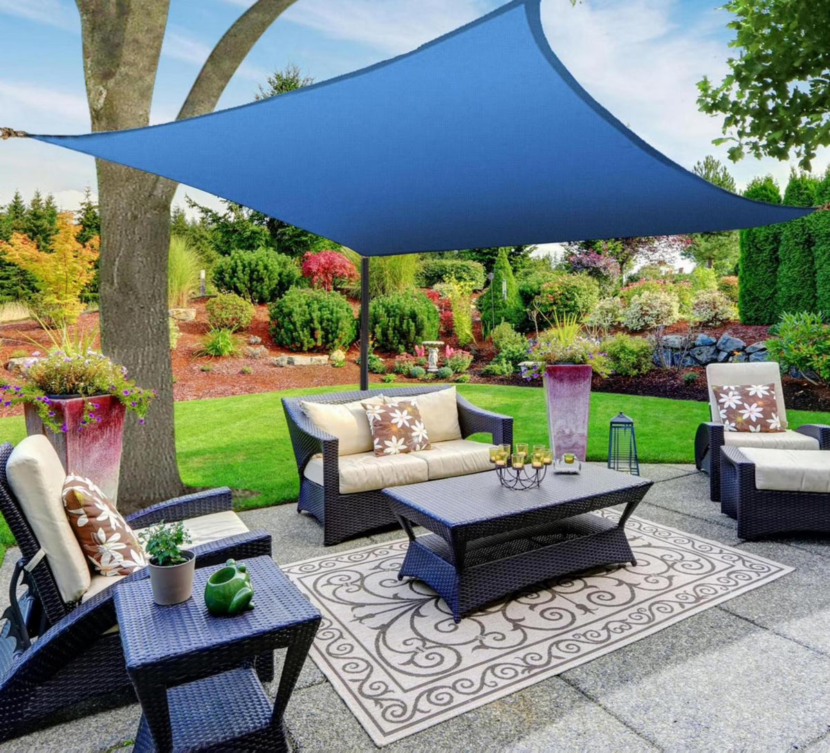 Blue 12' x 12' Square Sun Shade Sail Canopy X371230