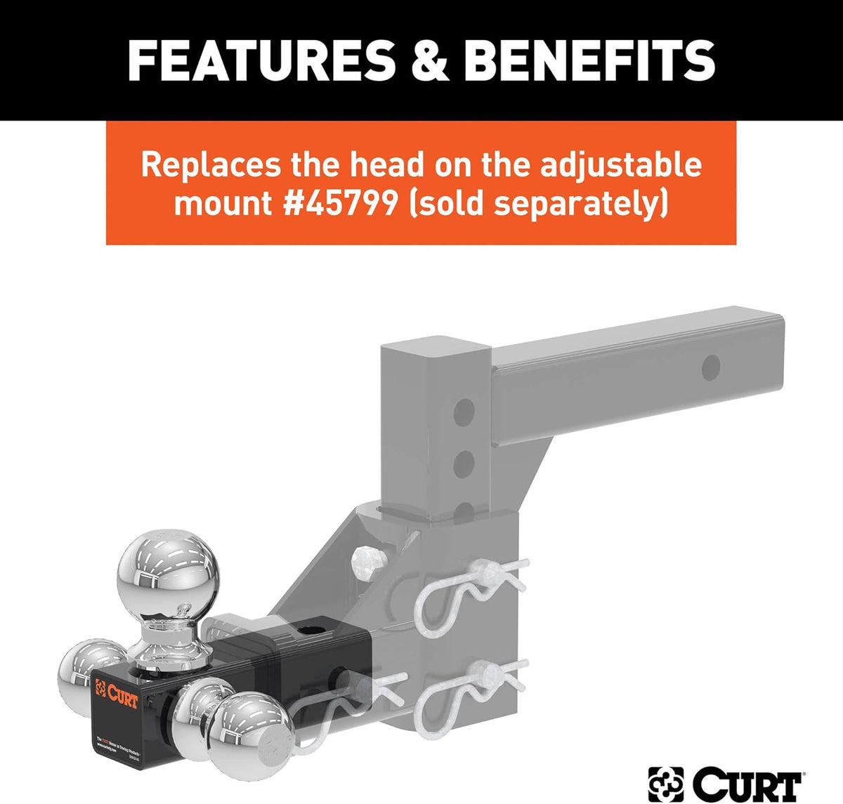 Adjustable Trailer Hitch Ball Mount Head with 3 Balls Pack of 2 C184