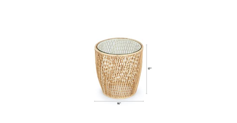 Round Wicker Side Table with Glass Top U852
