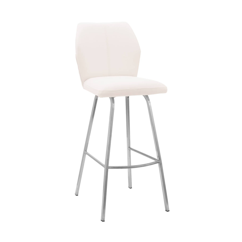 Silver and White Metal Frame Leatherette Bar Stool I45291