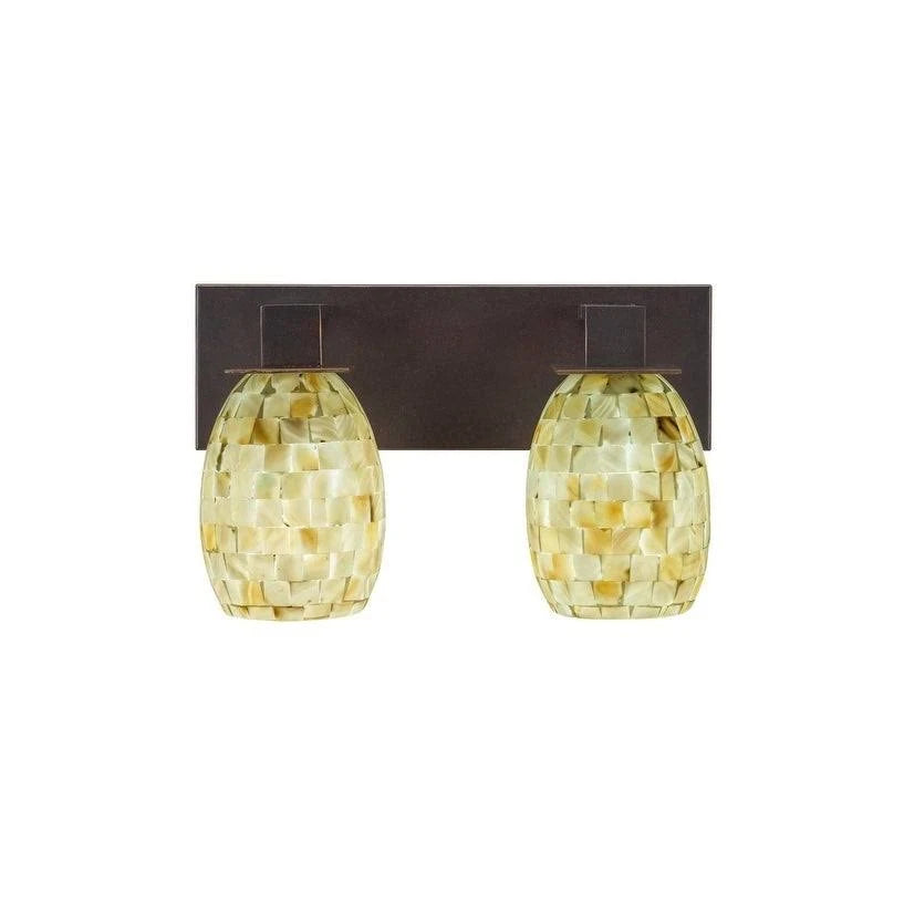 Two Light Bath Bar with Square Frosted Crystal Glass V69587