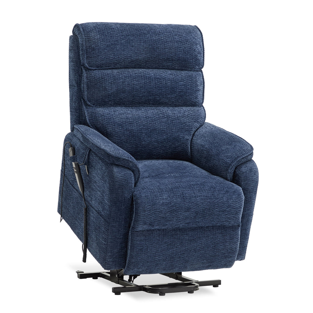 Blue Chenille Dual Motor Lift Recliner with Massage Heating D55929