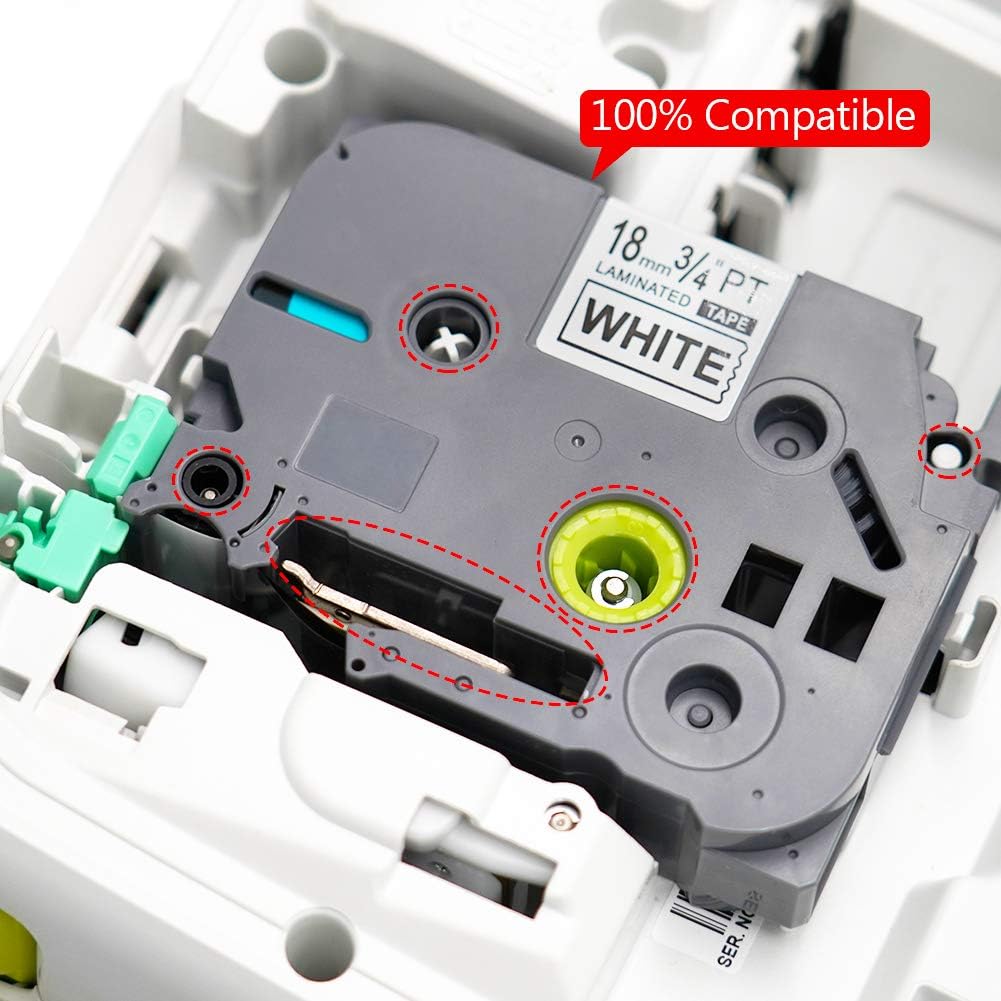 10 Pack Black on White Laminated Label Tape for Brother Ptouch Label Maker M2018
