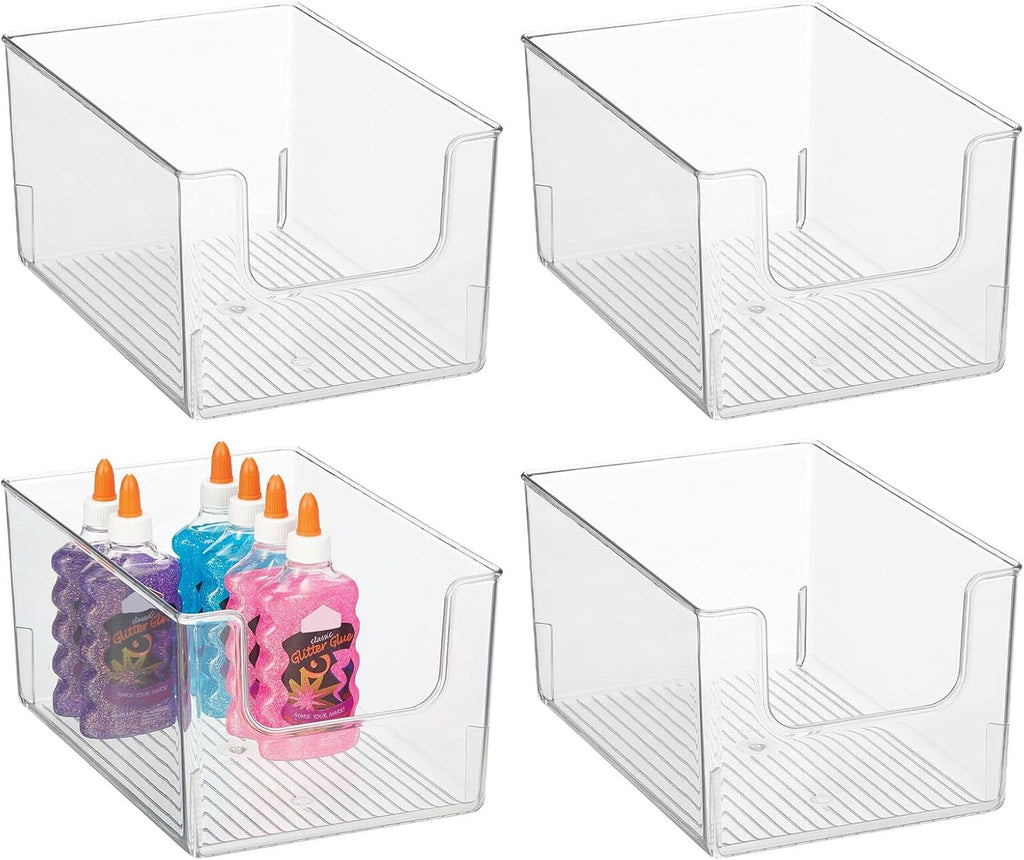 Clear Stackable Open Front Storage Organizer Bin Basket 4 Pack X549