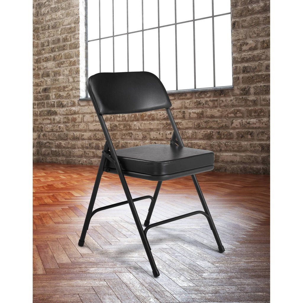Black Vinyl Padded Folding Chairs Set of 2 X232