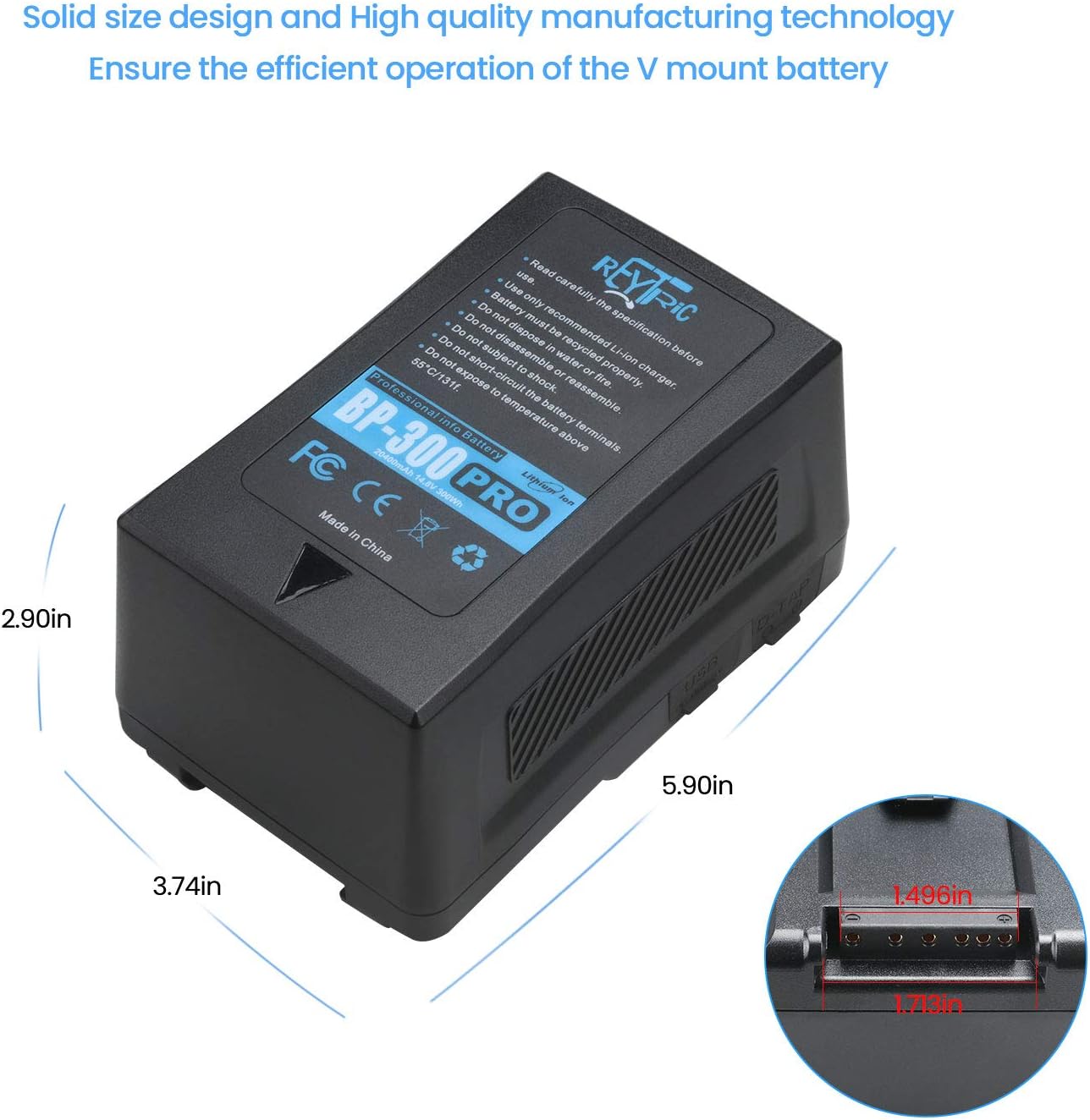 300Wh V Mount Battery with 5A Output D-Tap Charger and D-Tap Cable K9876