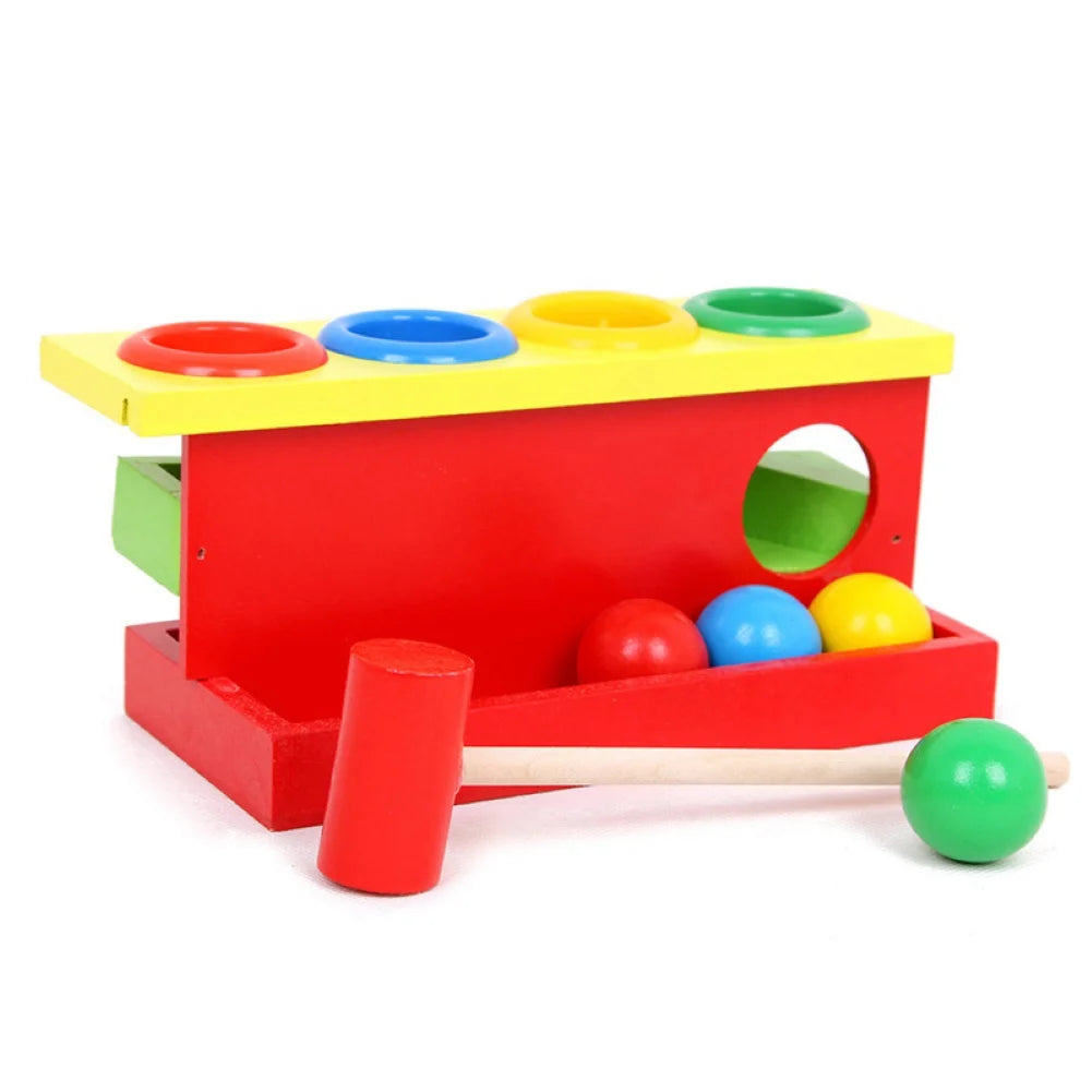 Kid Wooden Color Match Hammering Ball Box Puzzle Game Hand Piling Interactive Toy K581
