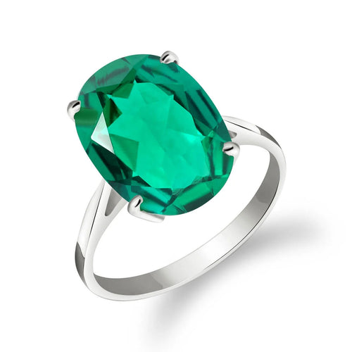 14K Solid White Gold Oval Cut Emerald Solitaire Ring F134784