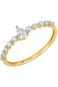 14K Yellow Diamond Ring with Pear Shape Center 0.32 Total Carat Weight U941301