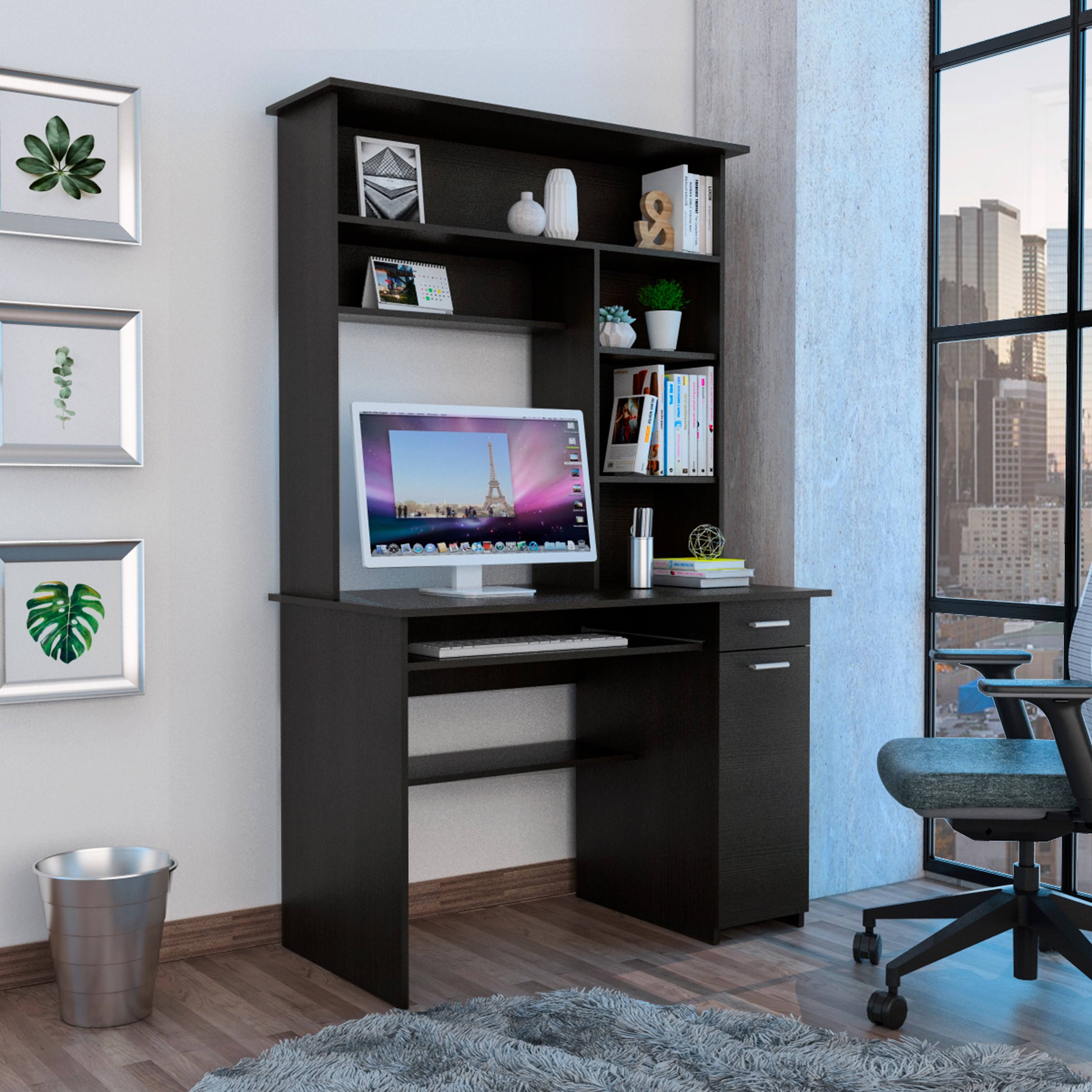 Ash Engineered Wood Desk with Hutch B462