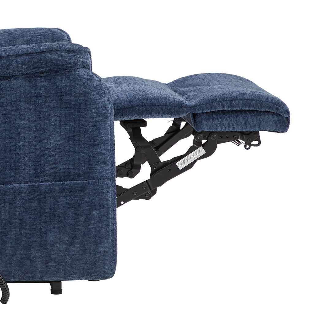 Blue Chenille Dual Motor Lift Recliner with Massage Heating D55929